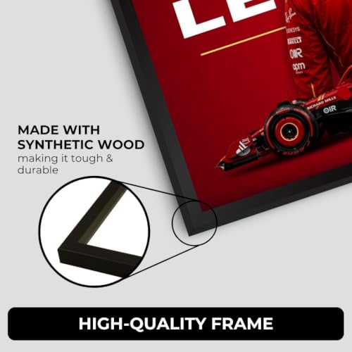 Image of Charles Leclerc Framed Ferrari F1 Car A4 Sized (31 x 23 cm) | Charles Leclerc Poster | Ferrari Car Frame Posters for Wall, Gift for Boys, Formula 1 Frames | Formula 1 Framed |Ferrari F1 Poster | (F 248)