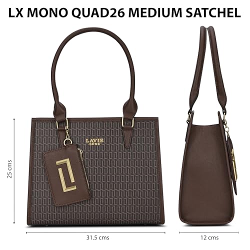 Image of Lavie Luxe Women's Monogram Quad26 Medium Tote Handbag | Tote Bag For Work | Ladies purse | Stylish Shoulder Bag | Gift For Women