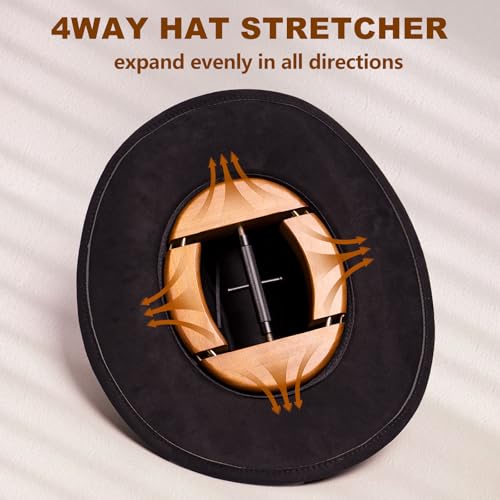 Image of 4 Way Hat Stretcher, Hat Stretcher for Fitted Hats, Hats Extender Widener Shaper with Lever Wrench for Men All Kind of Caps