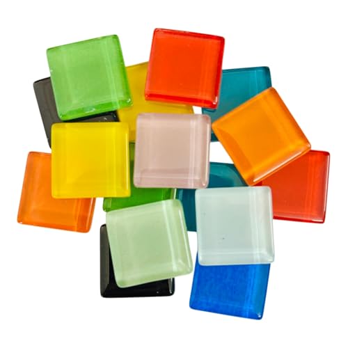 Image of Assorted Colours Glass Mosaic Tiles (20 Variations) (All Packs: 100 g,200 g,1 kg,1 kg), DIY Mosaic Art, Decoration, Crystal Glass Mosaic Tiles (Glossy Square 20 x 20 mm), 1 kg