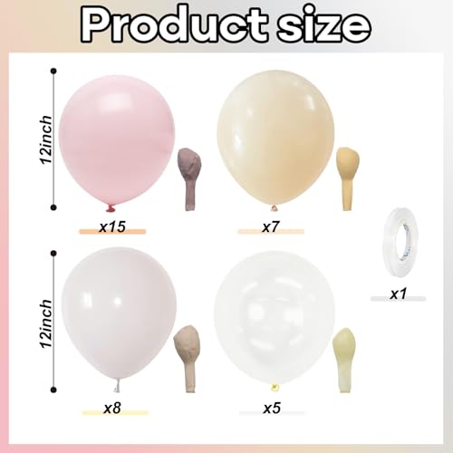 Image of Pastel Pink and White Balloons, 12 Inch 35PCS Light Baby Pink Beige Cream White with Clear Latex Balloon for Girls Birthday Bachelorette Party Bridal Baby Shower Winter Party Decorations Supplies