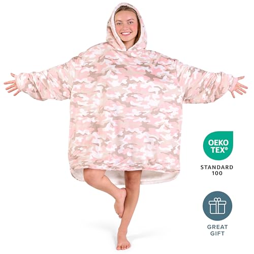 Image of Bare Home Wearable Blanket Hoodie - Soft Plush Sherpa - Warm and Cozy - Oversized Wearable Blanket