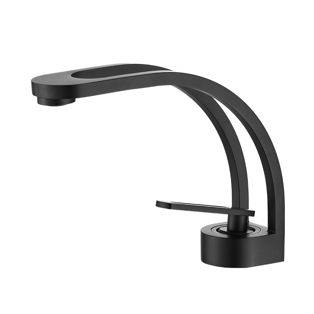 Robinet de lavabo noir mitigeur cascade haut de gamme avec finition design creux
