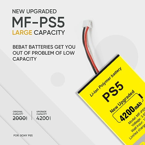 Image of PS5 Controller Battery, High Capacity 4200mAh LIP1708 Li-ion Replacement Battery for PS5 Controller CFI-ZCT1 W B U Replace PS5 Battery with Tool Kits
