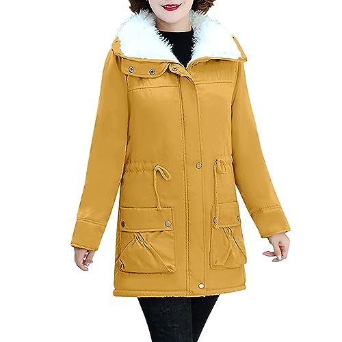 Manteau d'hiver pour femme veste de travail en coton d'agneau jaune
