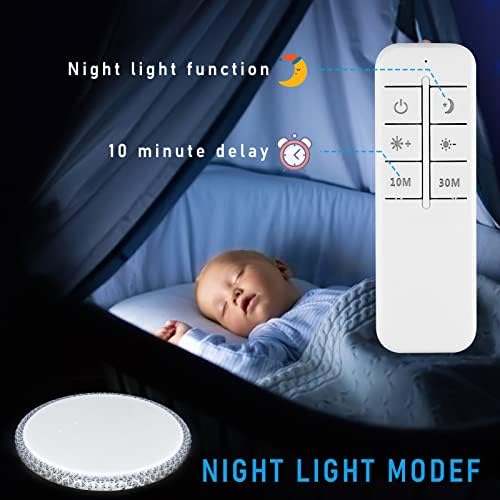 VIPMOON 24W LED Ceiling Light, 2160LM Adjustable Brightness Bedroom Ceiling Light, 6500K Recessed Ceiling Light for Kitchen Corridor Bedroom Living Room with Remote Control φ27cm