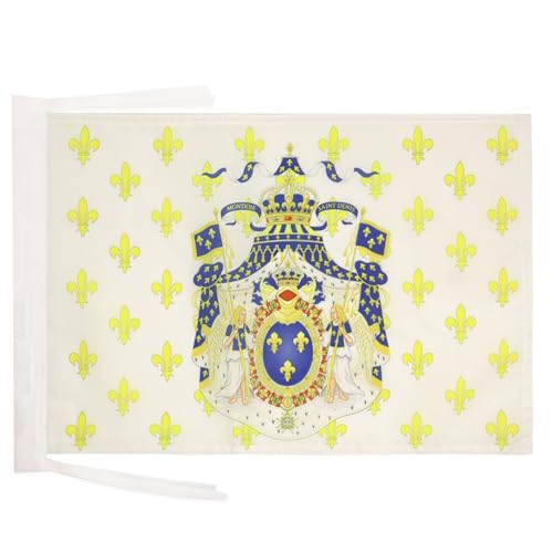 AZ FLAG - Drapeau Royaume de France Grandes Armes - 45x30 cm - Pavillon Royaliste Fleur De Lys 100% Polyester Avec Deux Cordelettes - 20g