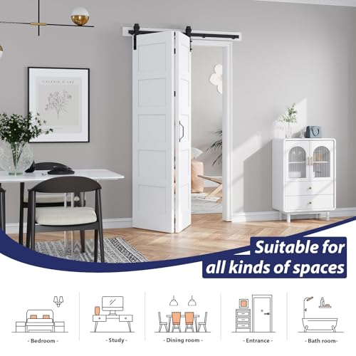 Image of FREDBECK Bi fold Barn Doors 48X84(Double 24x84) Folding Doors for Closet
