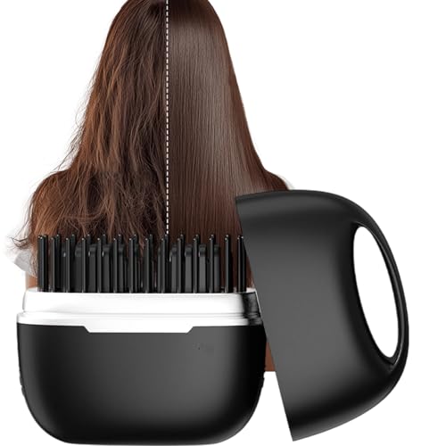 Mini Cordless Hair Straighteners – 3,54 x 3,54 x 0,98 in Small Hair Straightening Brush | Portable Cordless Hairs Straightening Comb | Hair Straightener Brush for Women