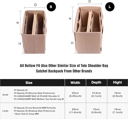 NEPAK Felt Handbag Organizer Bag in Bag for Women with Zip Bag