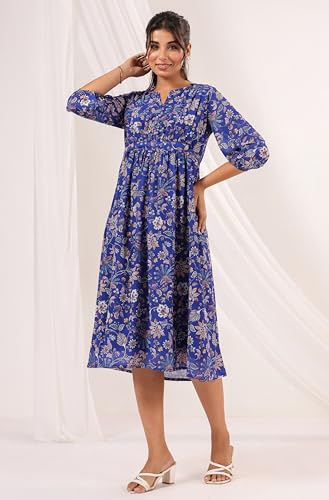 Image of Janasya Women's Georgette Floral Printed Flared Dress