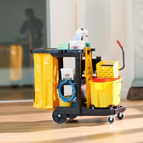Image of Rubbermaid Commercial Products Durable Replacement Front Zippered Vinyl Bag 24 Gal Yellow for Industrial Janitorial Cleaning Cart Waste Linen /Laundry /Trash Collection
