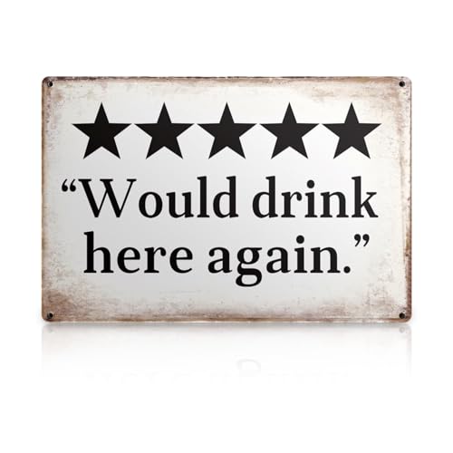 Funny Metal Bar Sign for Home Bar Decor Vintage Beer Man Cave Pub Signs Wall Decorations for Basement Garage Mancave 12x8 - Would drink here again