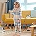 GuoChe Winter Kids Pajamas Cotton 3-8Years Yellow Plaid Fashion Blue