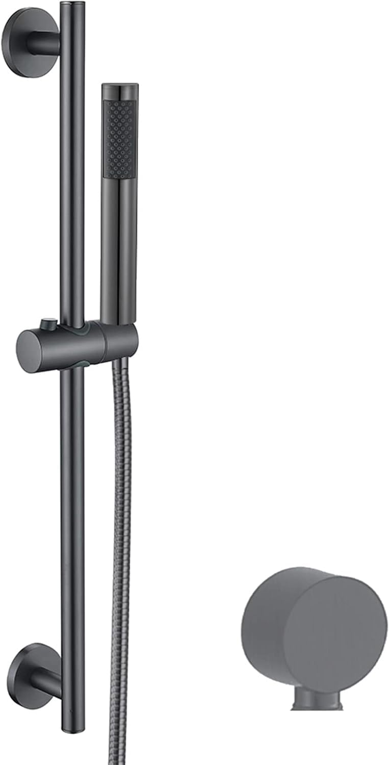 Cabezal De Ducha De Mano De Alta Presión con Barra Deslizante Y Manguera Ajustables, Kit De Ducha De Montaje En Pared De Acero Inoxidable, Diseño Moderno En Negro Gun Gray