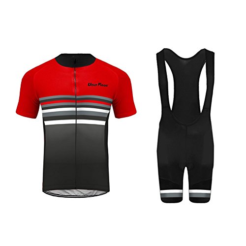 Maillot de cyclisme manches courtes et cuissard à bretelle homme rembourré gel