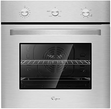 Empava 24" Gas Single Wall Oven with Bake Broil Rotisserie Functions and Mechanical Controls with Built-in Timer and Convection Fan in Stainless Steel