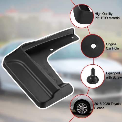 Image of BDFHYK Mud Flaps Splash Guards 4PCS Front & Rear Side Mud Guards Compatible with Toyota Sienna 3th gen 2018-2020