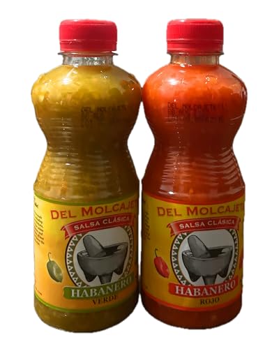 Del-Molcajete's Habanero Salsa Bundle |Rojo |Verde| 2 Bottles, 9.17oz each