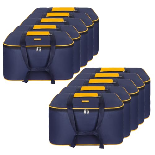 Image of M MEDLER STG 85 Liters Large Underbed Storage Bag Moisture Proof Cloth Organiser with Zippered Closure and Handle (Blue - yellow), (58x48x30cm) Rectangular- PACK OF 10