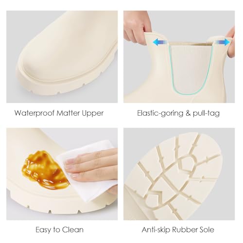 image for Asgard Women's Platform Ankle Rain Boots Waterproof Chelsea Boots Shor