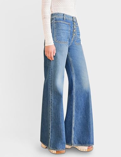 Wide Leg Jeans for Women High Waisted Stretchy Flare Trendy Straight Leg Button Fly Fall Baggy Jeans with Pockets4