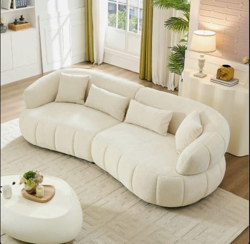 URBN Living Craft | 3 Seater Sofa Premium Fabric 3 Seater WoodenThree Seater Sofa for Living Room, Hallway & Bedroom (Beige)-image-48