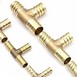 1Pc 6-19mm Brass T Hose Joiner Piece 3 Way Fuel Water Air Pipe TEE Connector - (Color: 14mm)