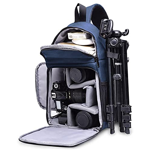 CADeN Camera Sling Bag Backpack Waterproof, DSLR Camera Case Sling Backpack with Tripod Holder, Side Access and Modular Inserts Compatible with Mirrorless Cameras Canon Nikon Sony Pentax(Blue)