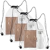 3 Pièces Mochila Transparente Con Cordón, 42x33 cm Bolso Transparente Mujer,Bolsa De Gimnasio Con Cordón,Impermeable, para Viajes Diarios Deportes Escalada Yoga Gimnasia Viajes etc, Unisex