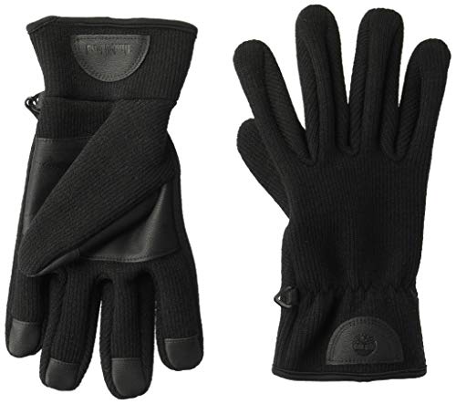 Timberland Men's Ribbed-Knit Glove with Touchscreen Technology, black, Large