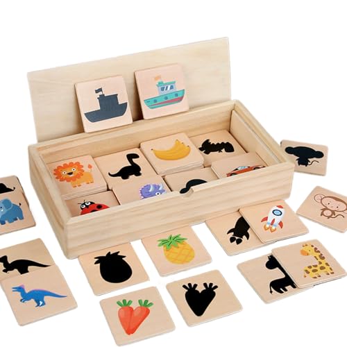 Juego de mapeo de Formas - Sombra Juguetes de Madera con Figuras | Promoción Temprana En Casa Actividad Padre-Hijo