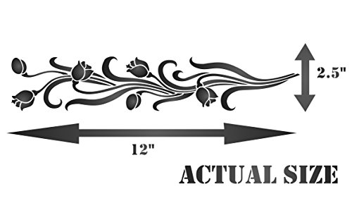 Tulip Stencil, 12 X 2.5 Inch - Classic Wall Border Flower Stencils For Painting Template #TOP6