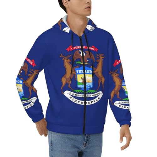 Sweat à capuche zippé EdWal : confort premium et style imprimé Michigan State pour homme