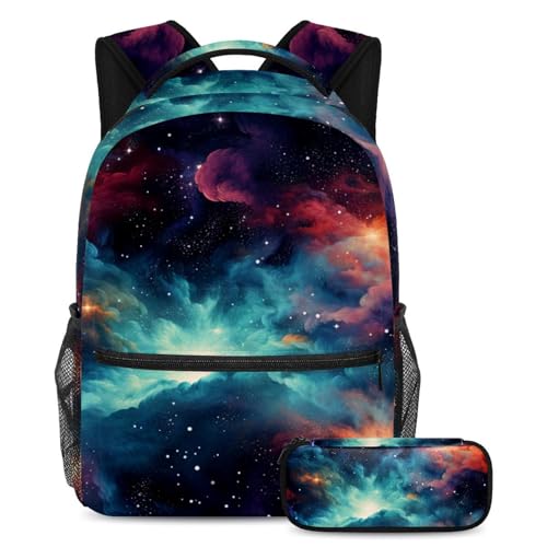 Cartable pour enfant avec sac à dos galaxie et trousse scolaire grand format