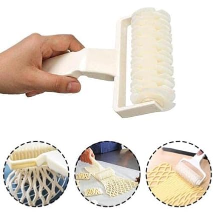 Image of New Convenient Kitchen Cooking Bakery Tool Plastic || Mould Netting Roller Cutter Rolling Cutter for Making - Dough Cookie Pie Pizza Perfect Pastry Lattice Croissant Pastry Baking White