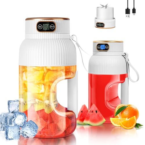 【Upgraded】Fine Life Pro Wiederaufladbarer Tragbarer Mixer/Entsafter/Blender, Neuer 1200ML Smoothie Maker mit Digitalanzeige für Gemüse und Obst, Zwei Modi, Leicht Zu Reinigen, 3D-10 Klinge, BPA Frei 【Upgraded】Fine Life Pro Wiederaufladbarer Tragbarer Mixer/Entsafter/Blender, Neuer 1200ML Smoothie Maker mit Digitalanzeige für Gemüse und Obst, Zwei Modi, Leicht Zu Reinigen, 3D-10 Klinge, BPA Frei