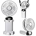 Ventilateur à main pliable, 4000 mAh USB portable avec 5 vitesses réglables, écran LED, avec base de bureau, aromathérapie, pour filles, voyage, blanc