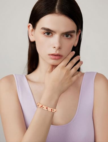 Colorful Hinged Bangles Bracelets for Women Cute Fruit Cherry Multicolor Flower Enamel Gold Bracelets Statement Wide Chunky Bracelet2