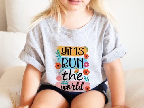 girls run the world shirt girl power toddler shirt girl shirt women empowerment kid baby t shirt (2T, grey)4