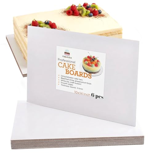 10'X14' Rectangle White, Waxed Greaseproof Finish, Board Cardboard, Sturdy Corrugated Cakeboard, Pack Of 6