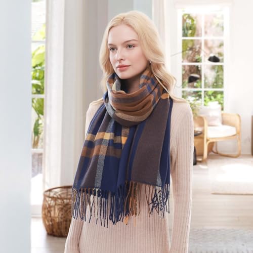 Scarf for Women Plaid Shawl Pashmina Wraps for Fall Winter Cold Weather Warm Large3