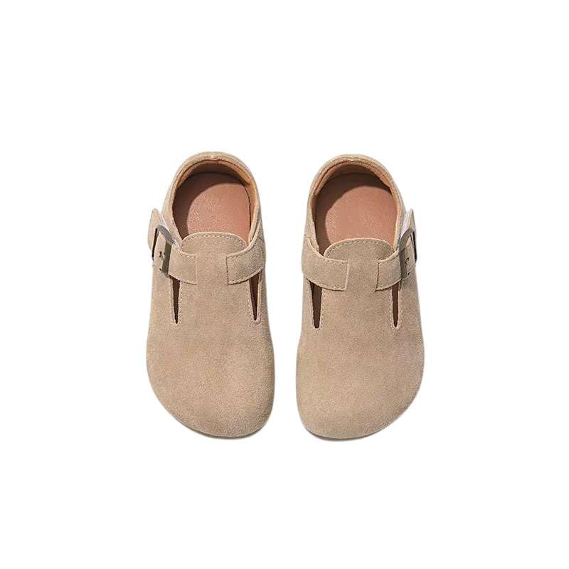 Children’s Suede Walking Shoes – Adjustable Buckle, Soft Sole, and Durable Design Beige