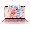 Portátil de oro rosa de 14 pulgadas, procesador tel Quad-Core J4105, pantalla FHD IPS, 6 GB RAM 512 GB SSD, Win 11 Pro PC, portátil ultraligero para viajes, clases en línea, trabajo y estudio