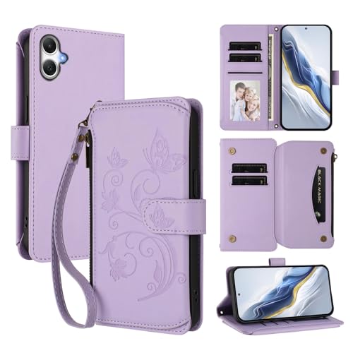 Cover Compatibile con Samsung Galaxy A05Compatibile con M05 F05 Cordinoã€5 Portacarteã€ã€Portafoglio a cernieraã€ã€Chiusura magnetica〠Stand Flip Custodia Purple