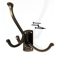 Thorness Four-Way Folding Coat Hook | Antique Brass Swivel Hook | | Wall Mounted for Bathroom, Kitchen, Bedroom | Captains Hook | independently swiveling arms | Versatile and Elegant