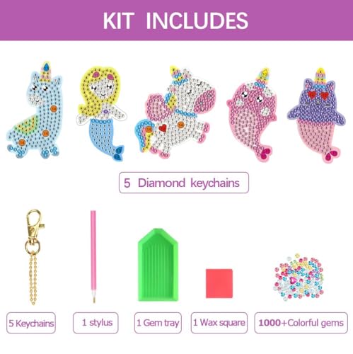 ORIENTAL-CHERRY-Arts-and-Crafts-for-Kids-Ages-8-12-Make-Your-Own-GEM-Keychains-5D-Diamond-Art-Painting-by-Numbers-Kits-Girls-Kids-Ages-3-5-4-6-6-8-Toys-Birthday-Christmas-Gifts-Stocking-Stuffers