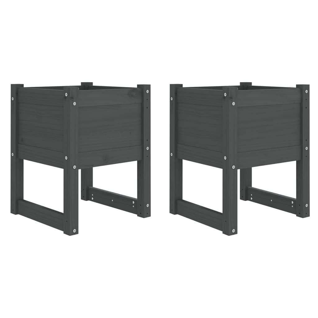 Jardinières en bois massif de pin gris 40x40x52.5 cm pour un extérieur élégant