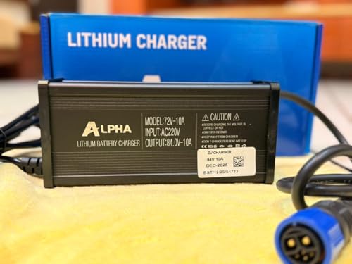 Image of 72V 10A Lithium Battery Charger for okaya with 2+4 Connector, Output 84V | Fast Charging | Auto Cutoff Feature | Aluminium Body with Digital Display| 06+10 Months Warranty | Japanese Technology