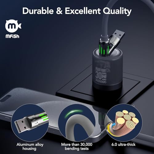 Image of MFish 240W 4-in-1 Fast Charging Cable, Grey, 6.6FT